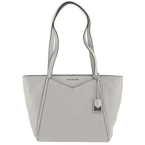 whitney small pebbled leather tote by michael kors pearl grey|Designer Handbags, Shoes, Clothes & More .